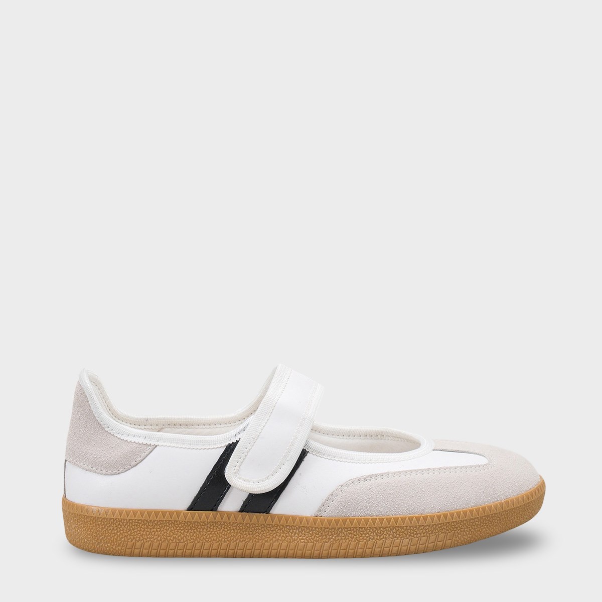 Capone Fianna Adjustable Strap Women White Black Ballet Flat