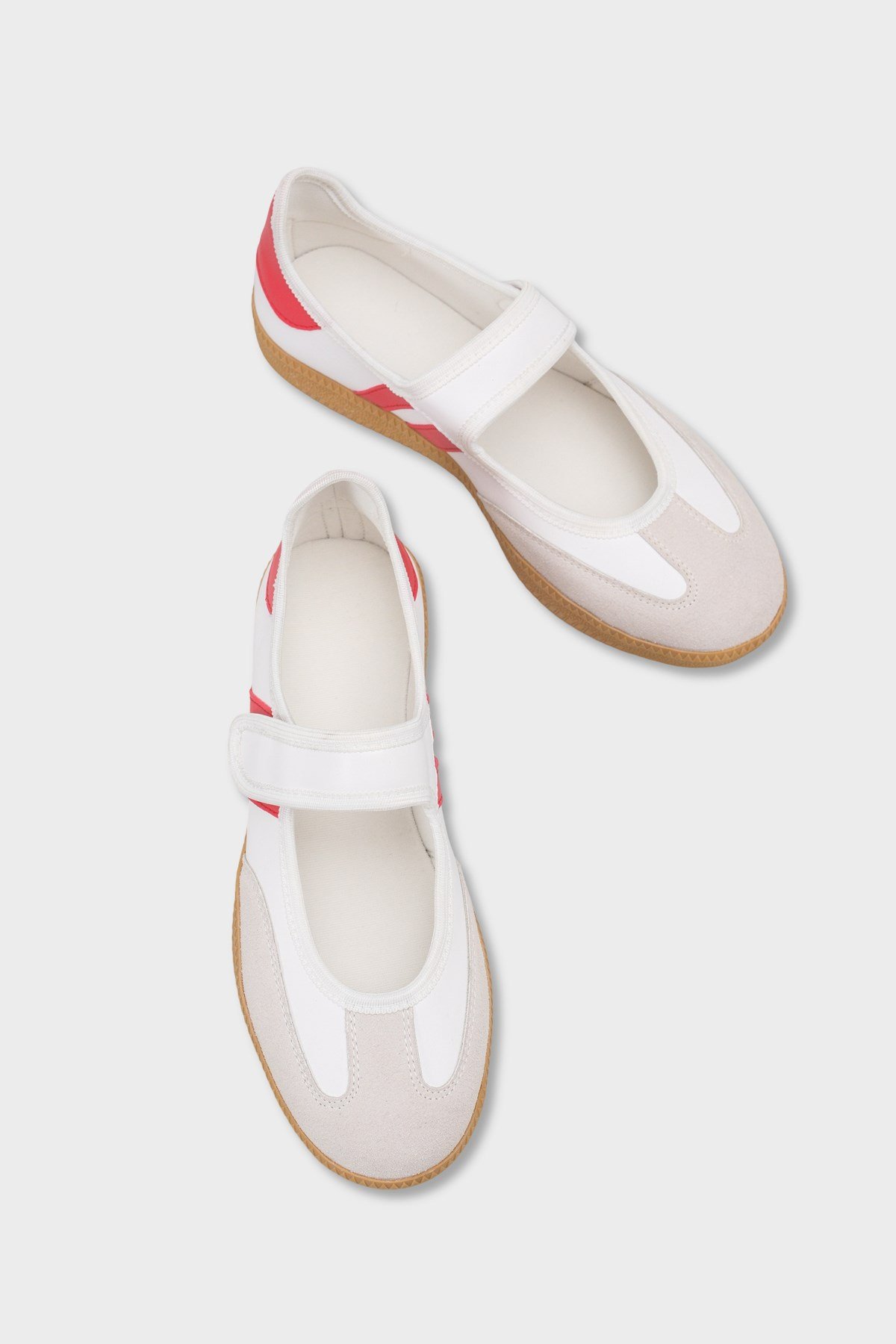Capone Fianna Adjustable Strap Women White Red Ballet Flat