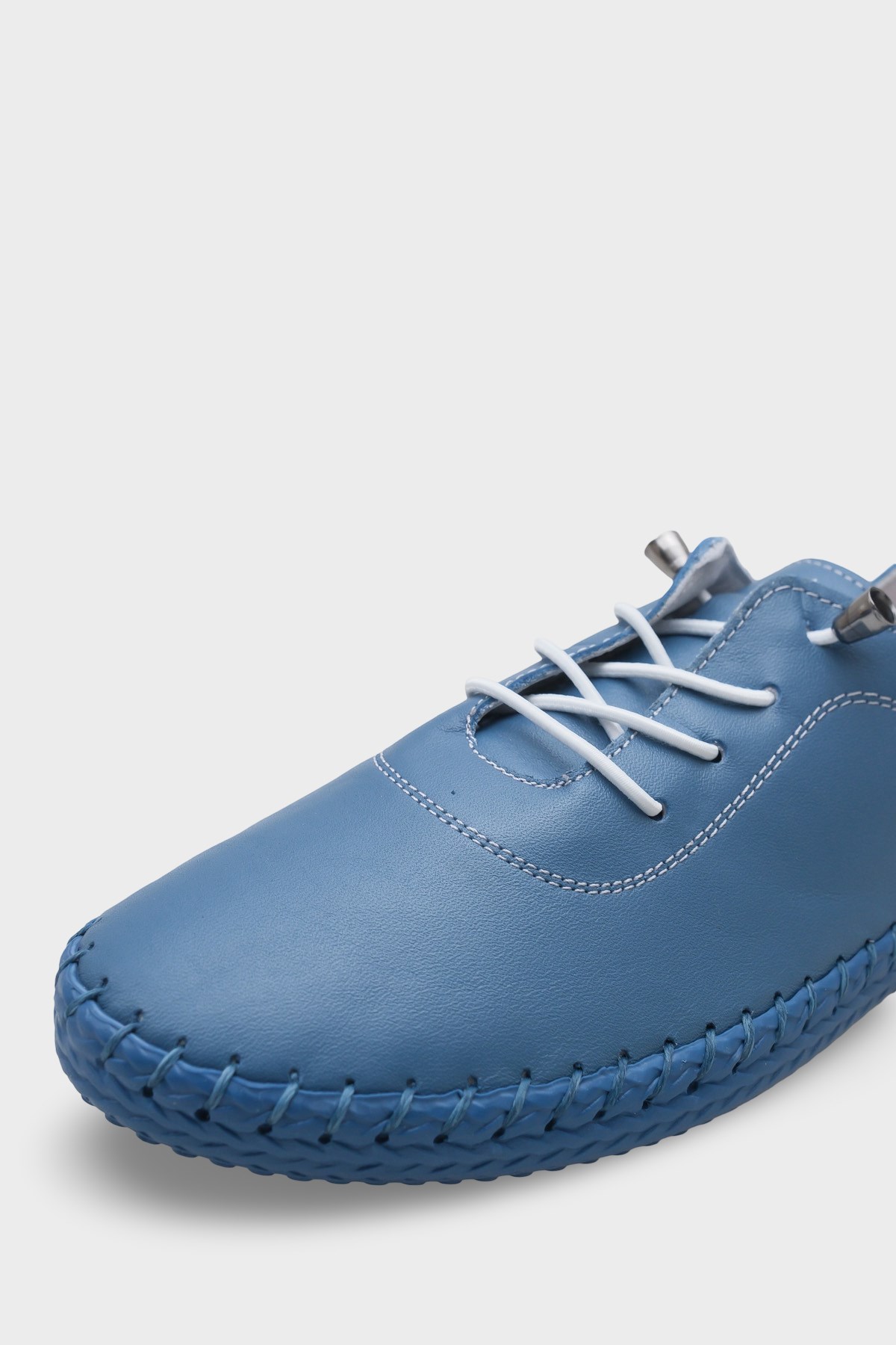 Capone Fina Genuine Leather Soft Comfort Sole Women Denim Blue Ballet Flat