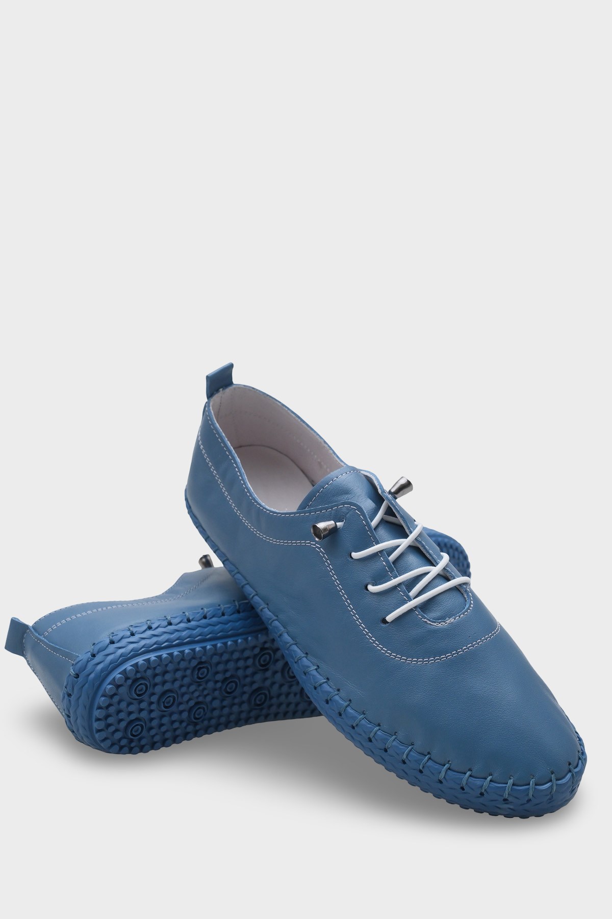 Capone Fina Genuine Leather Soft Comfort Sole Women Denim Blue Ballet Flat