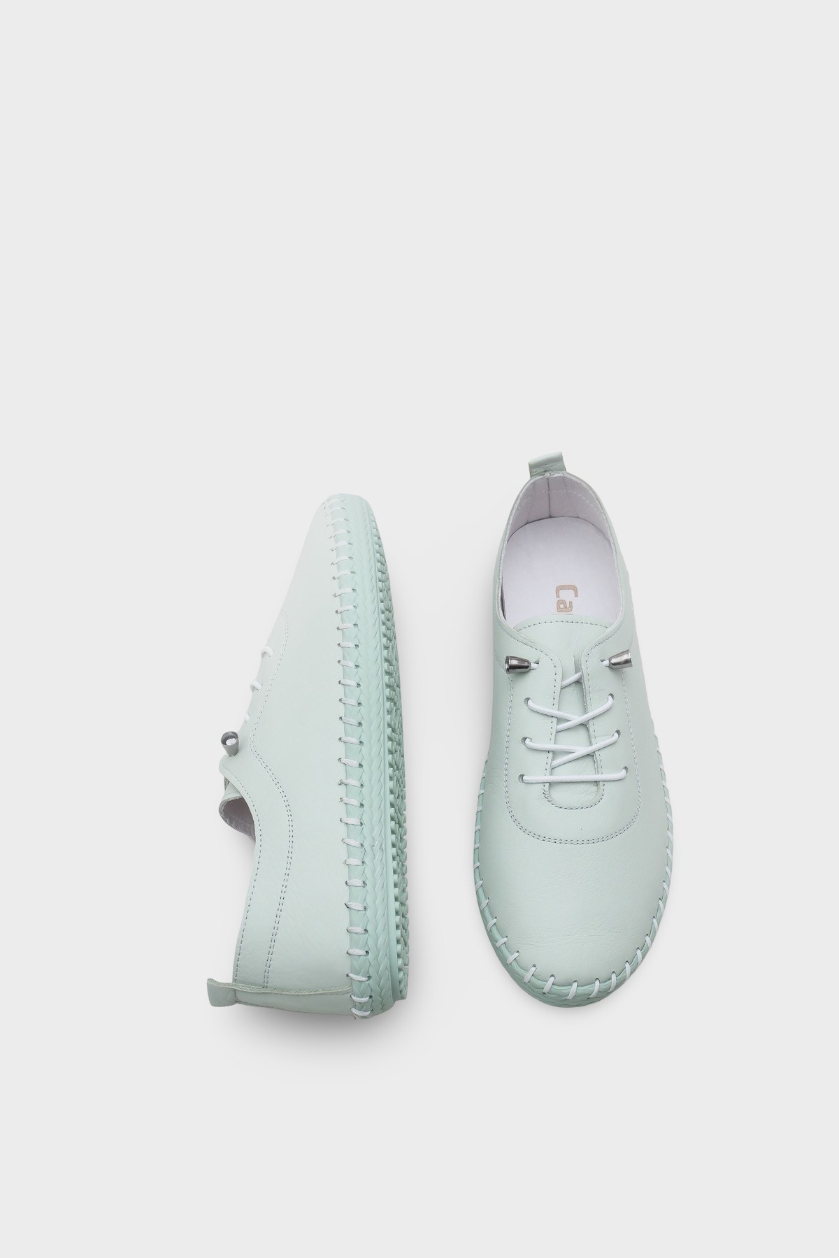 Capone Fina Genuine Leather Soft Comfort Sole Women Sea Green Ballet Flat