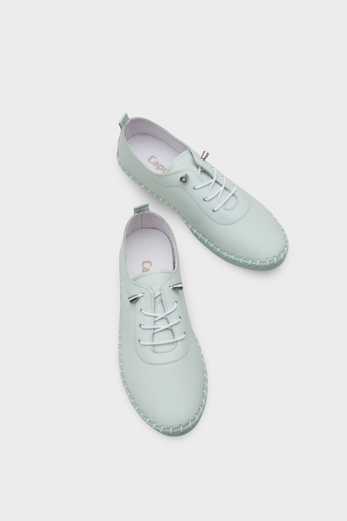 Capone Fina Genuine Leather Soft Comfort Sole Women Sea Green Ballet Flat