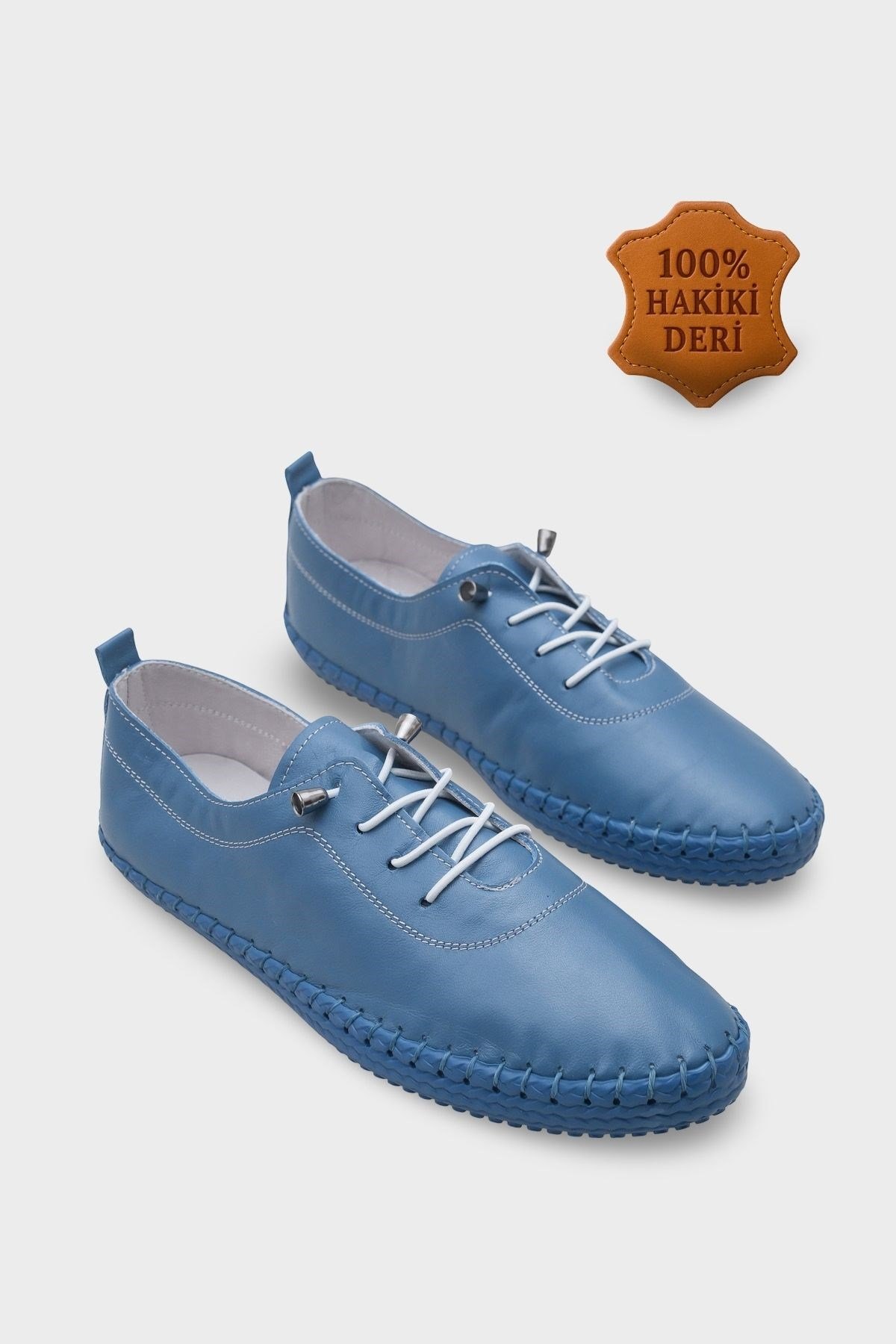 Capone Fina Genuine Leather Soft Comfort Sole Women Denim Blue Ballet Flat