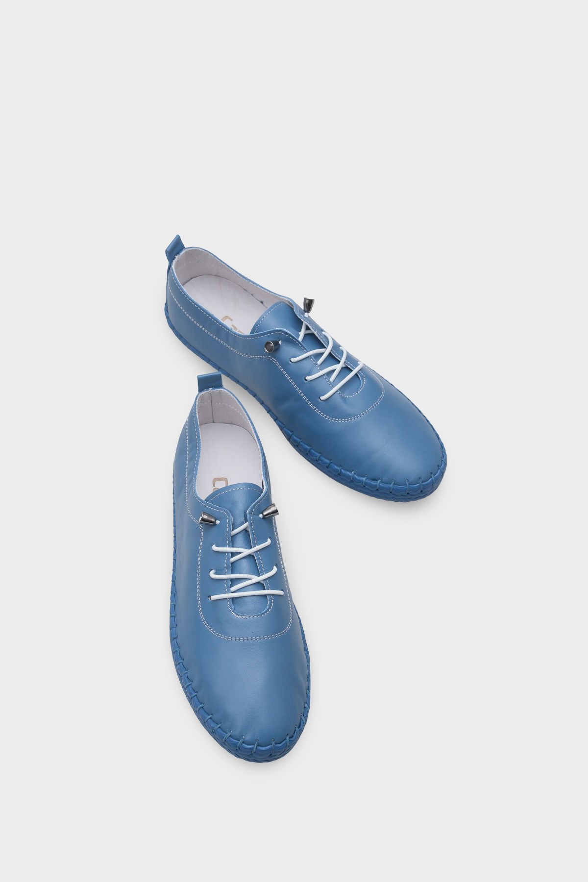 Capone Fina Genuine Leather Soft Comfort Sole Women Denim Blue Ballet Flat