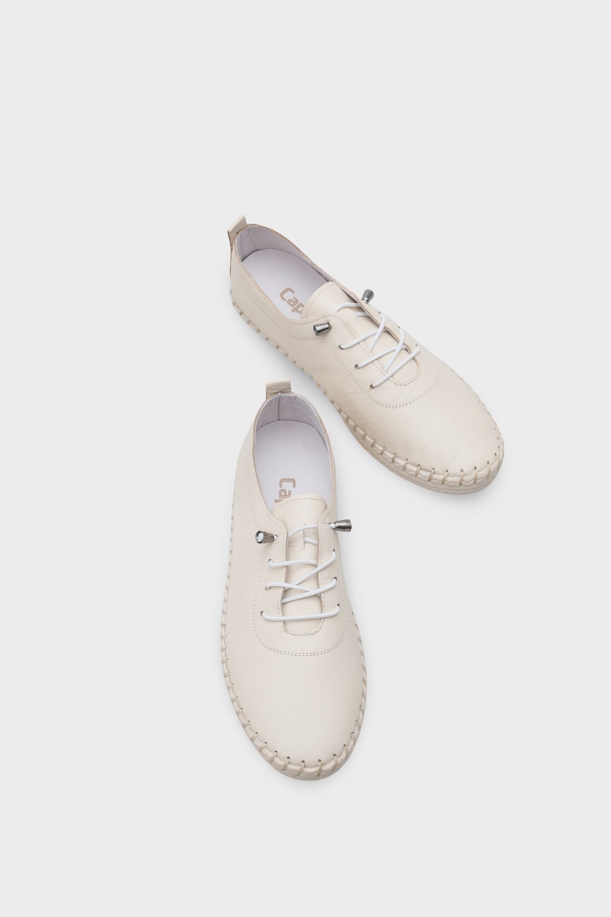 Capone Fina Genuine Leather Soft Comfort Sole Women Beige Ballet Flat