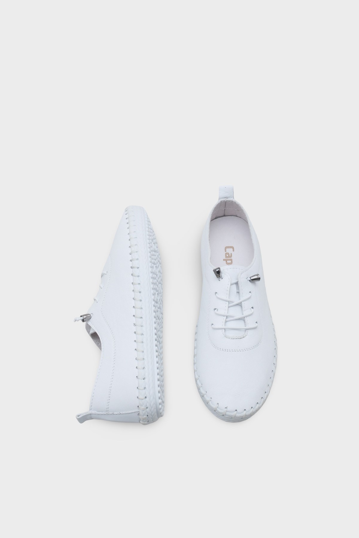 Capone Fina Genuine Leather Soft Comfort Sole Women White Ballet Flat