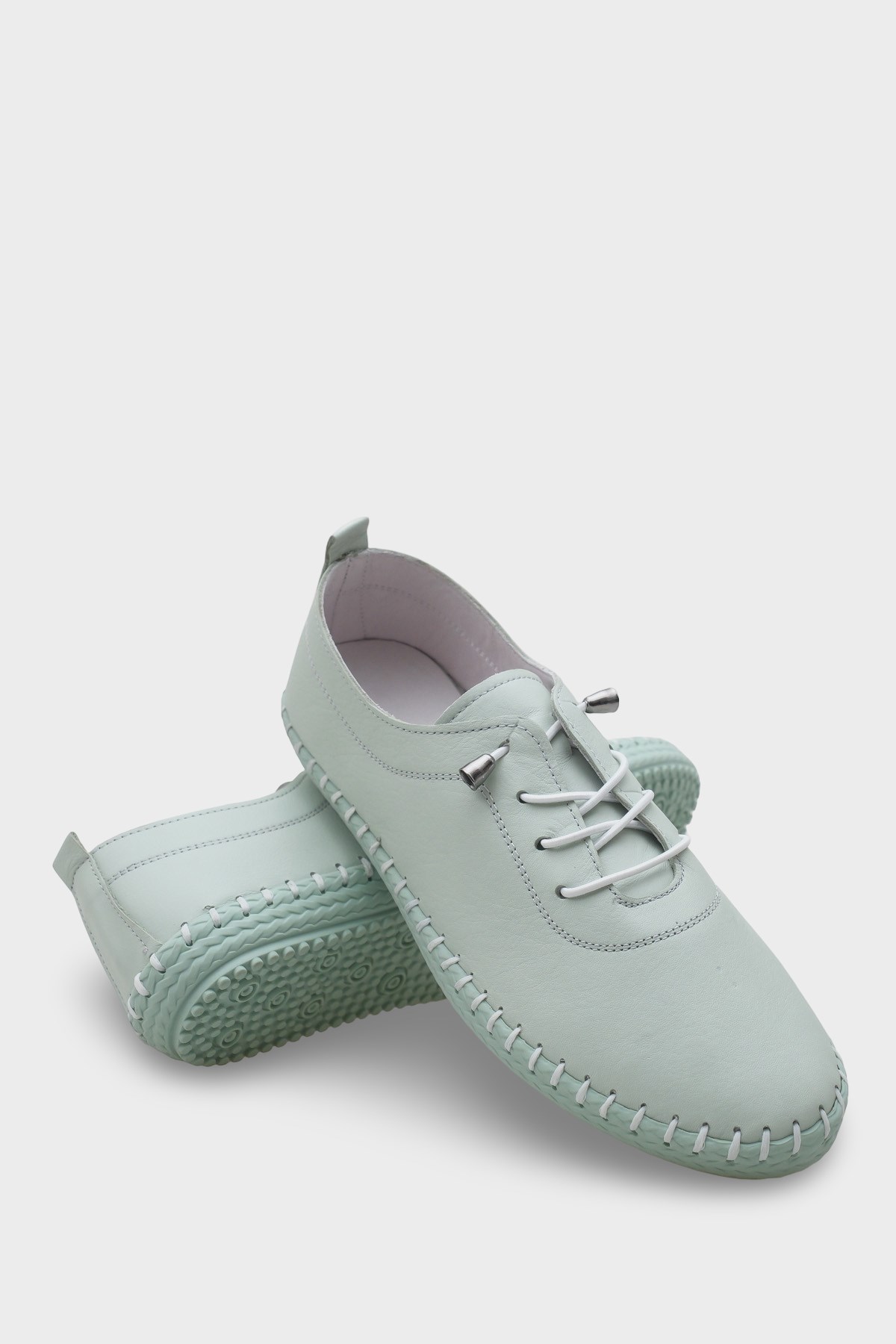 Capone Fina Genuine Leather Soft Comfort Sole Women Sea Green Ballet Flat