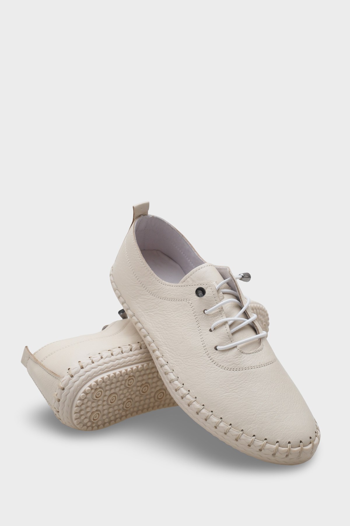 Capone Fina Genuine Leather Soft Comfort Sole Women Beige Ballet Flat