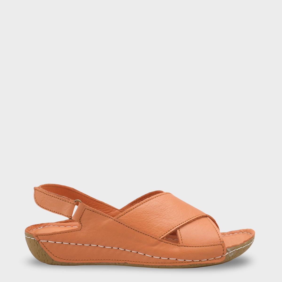 Capone  Florina Genuine Leather Soft Comfort Women Tan Sandal