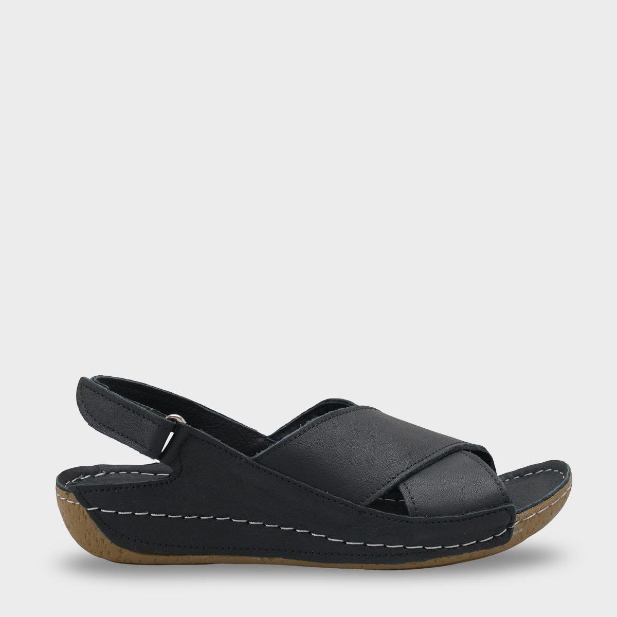 Capone  Florina Genuine Leather Soft Comfort Women Black Sandal