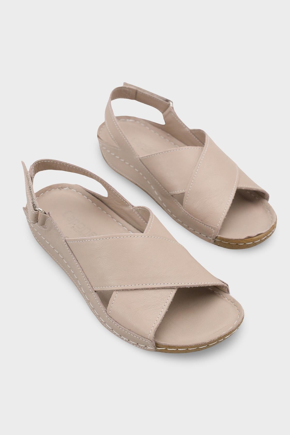 Capone  Florina Genuine Leather Soft Comfort Women Mink Sandal