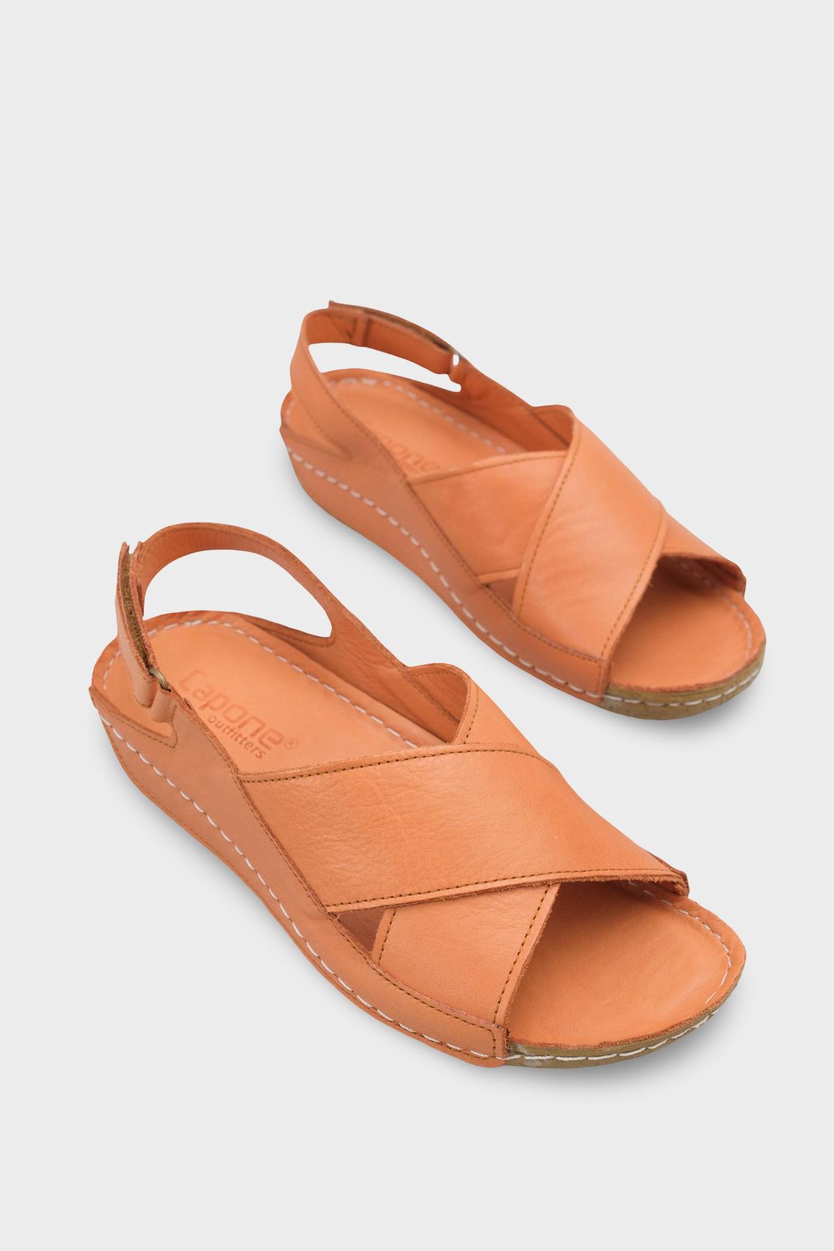 Capone  Florina Genuine Leather Soft Comfort Women Tan Sandal