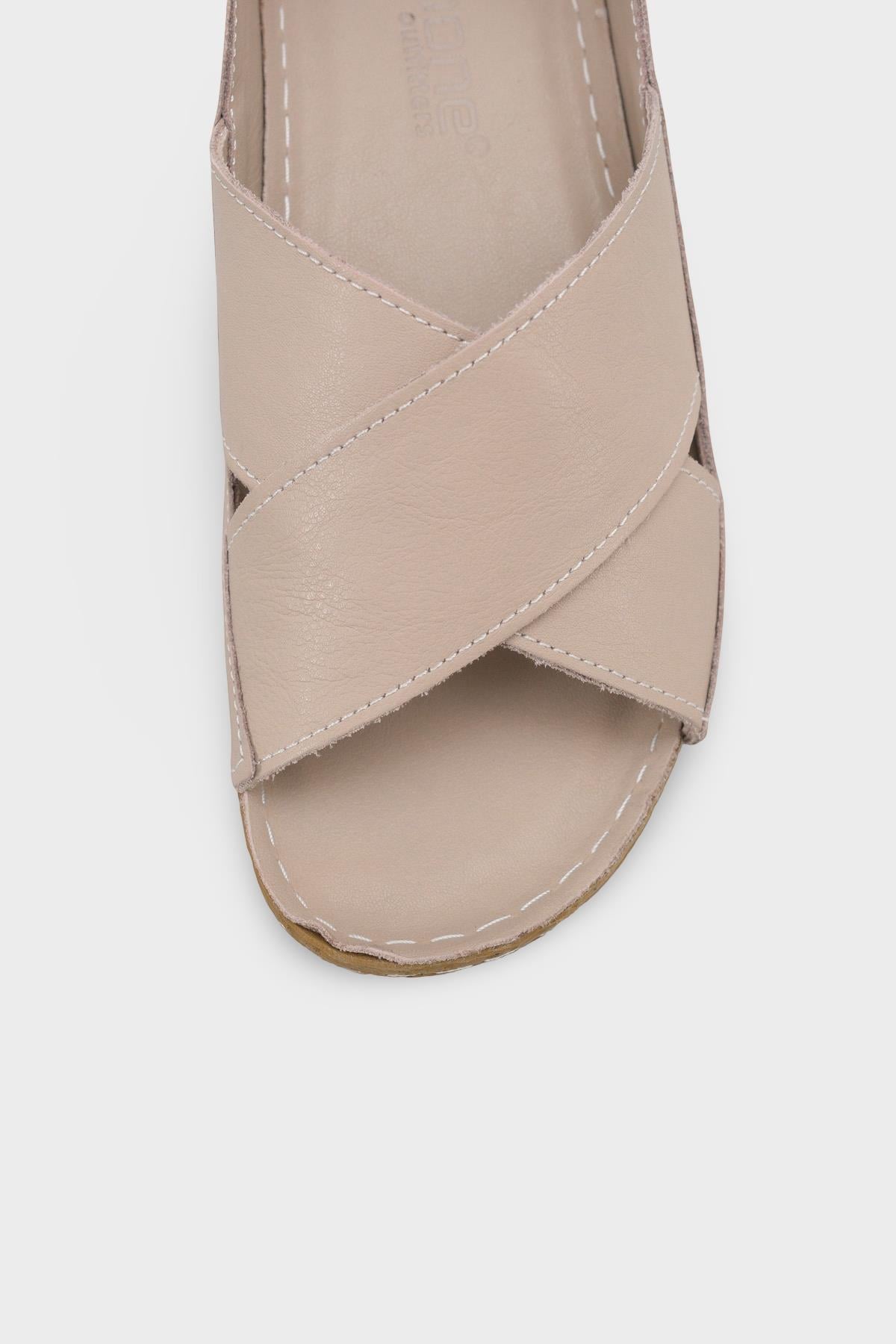 Capone  Florina Genuine Leather Soft Comfort Women Mink Sandal