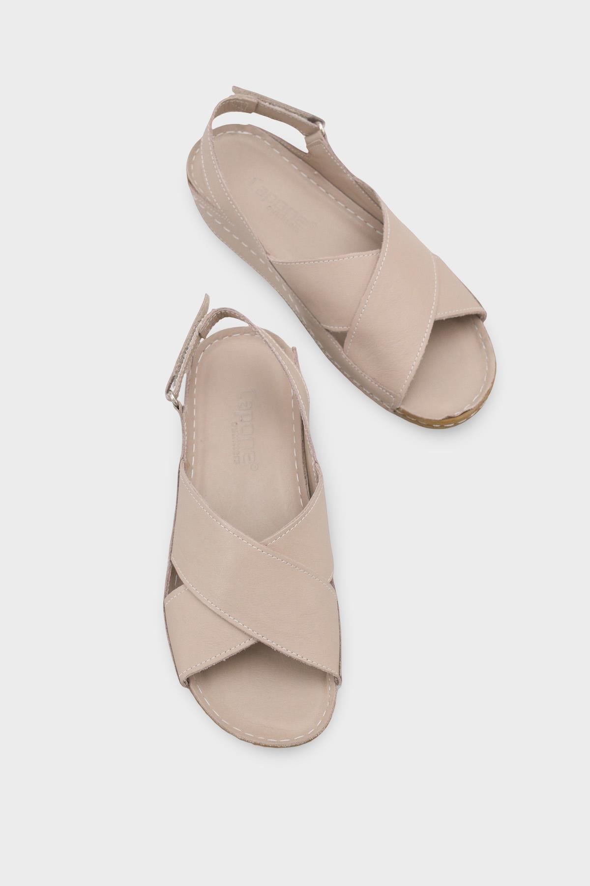 Capone  Florina Genuine Leather Soft Comfort Women Mink Sandal