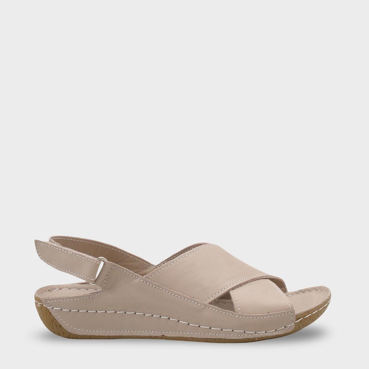 Capone  Florina Genuine Leather Soft Comfort Women Mink Sandal