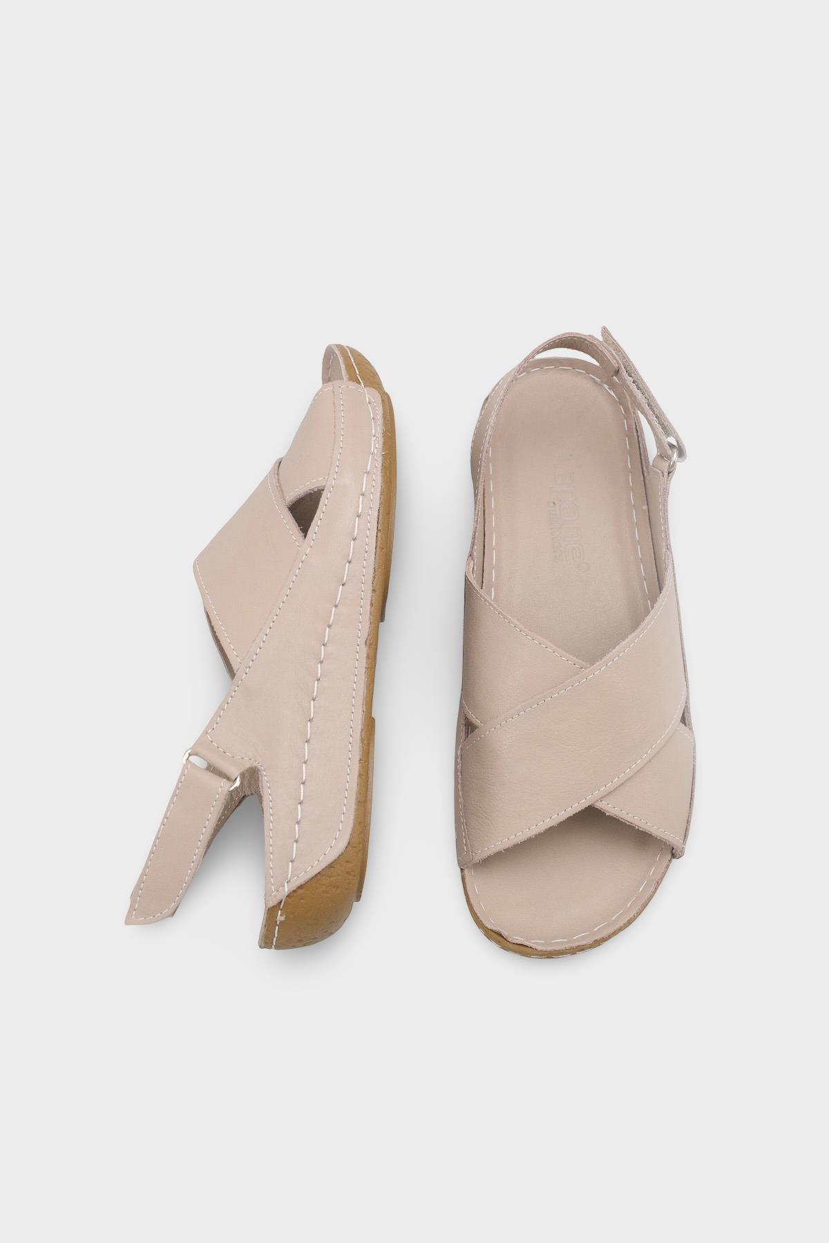 Capone  Florina Genuine Leather Soft Comfort Women Mink Sandal