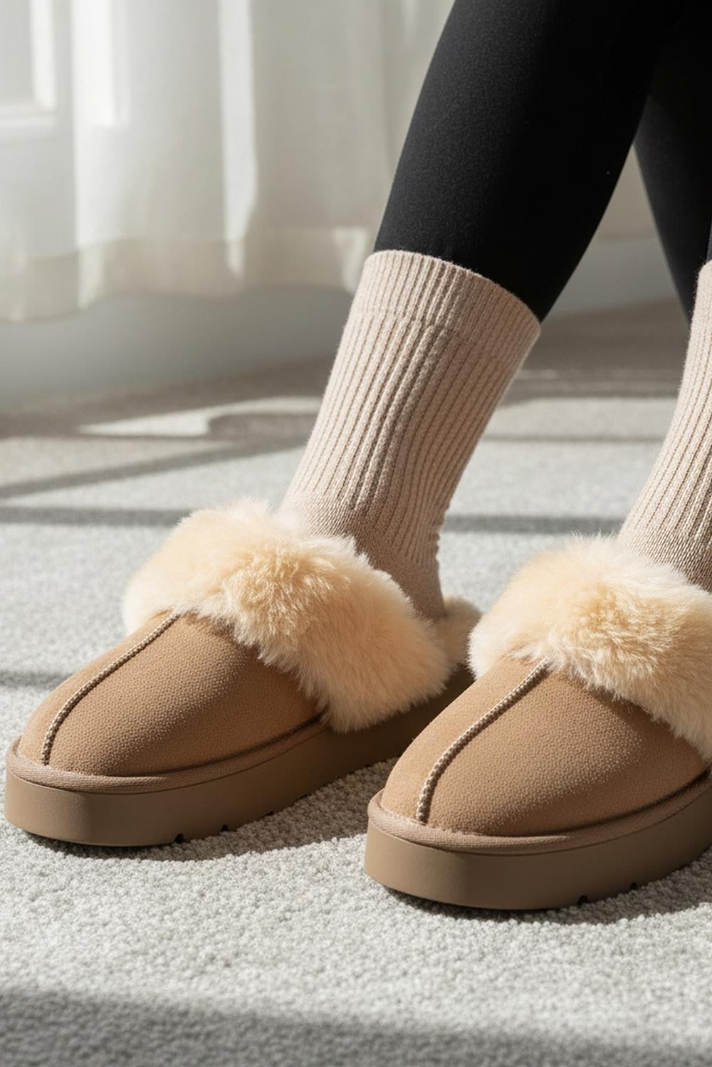 Capone Furry Closed Toe Women Mink Slippers