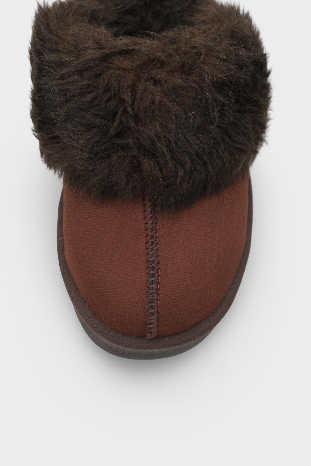 Capone Furry Closed Toe Women Sued Brown Slippers
