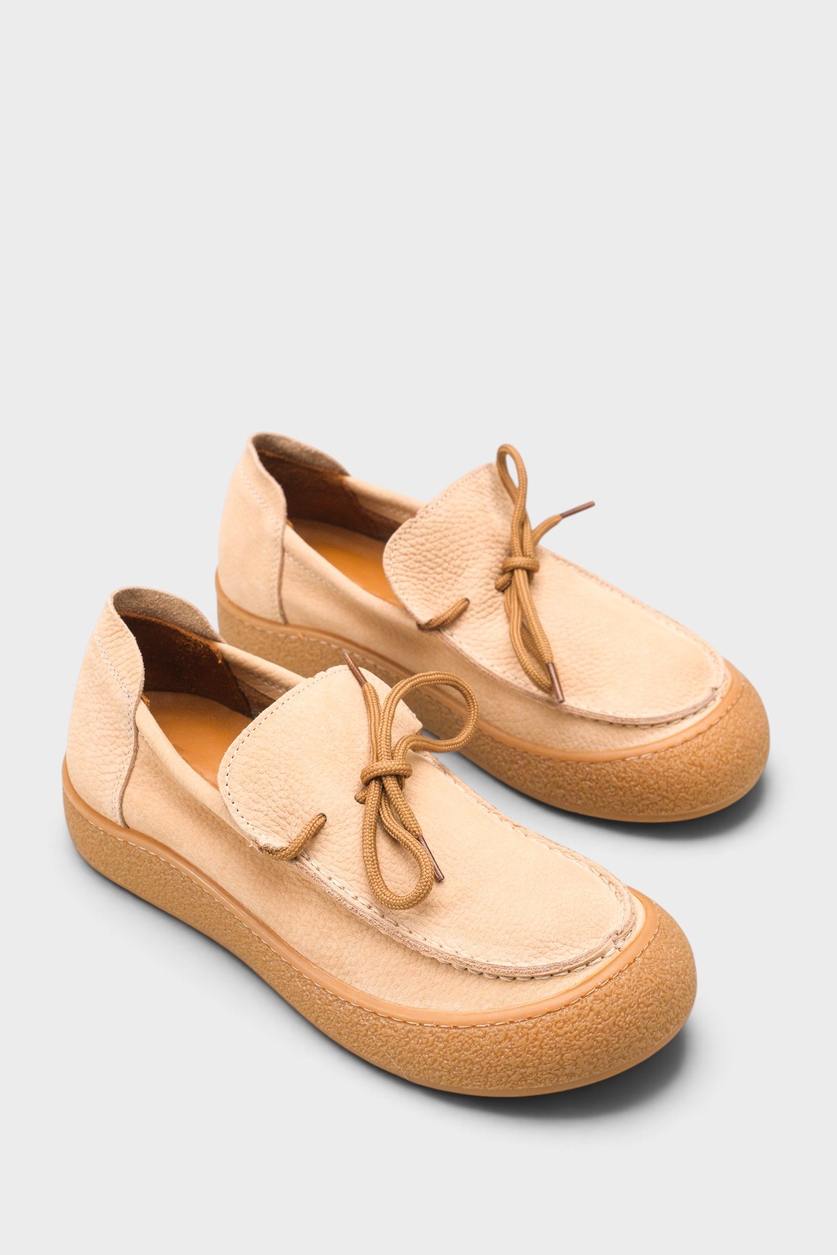 Capone Gabi Genuine Nubuck Leather Comfort Women Beige Loafer