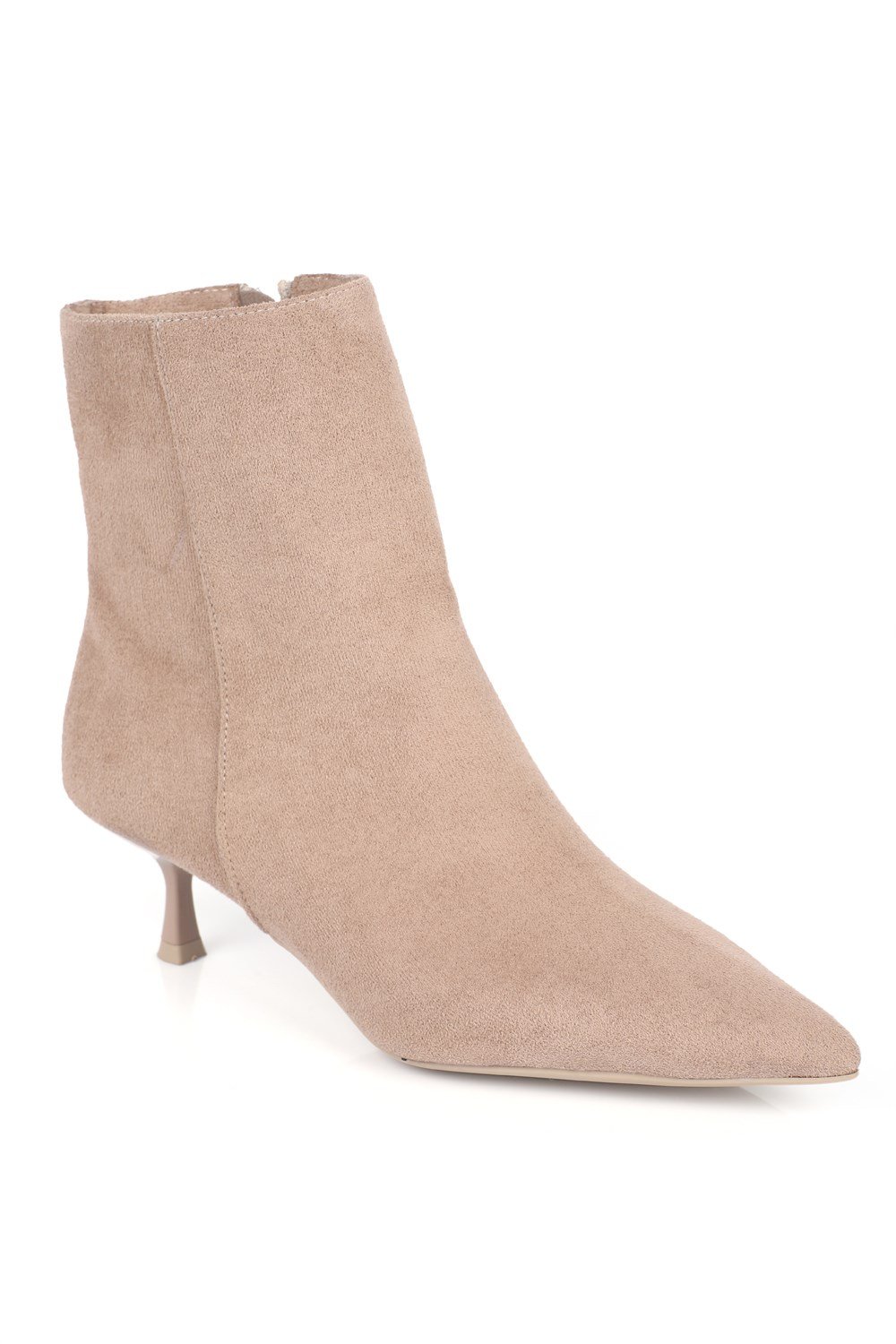 Capone Gabriella Pointed Toe Side Zip Slim Heel Casual Women Sued Mink Ankle Boot
