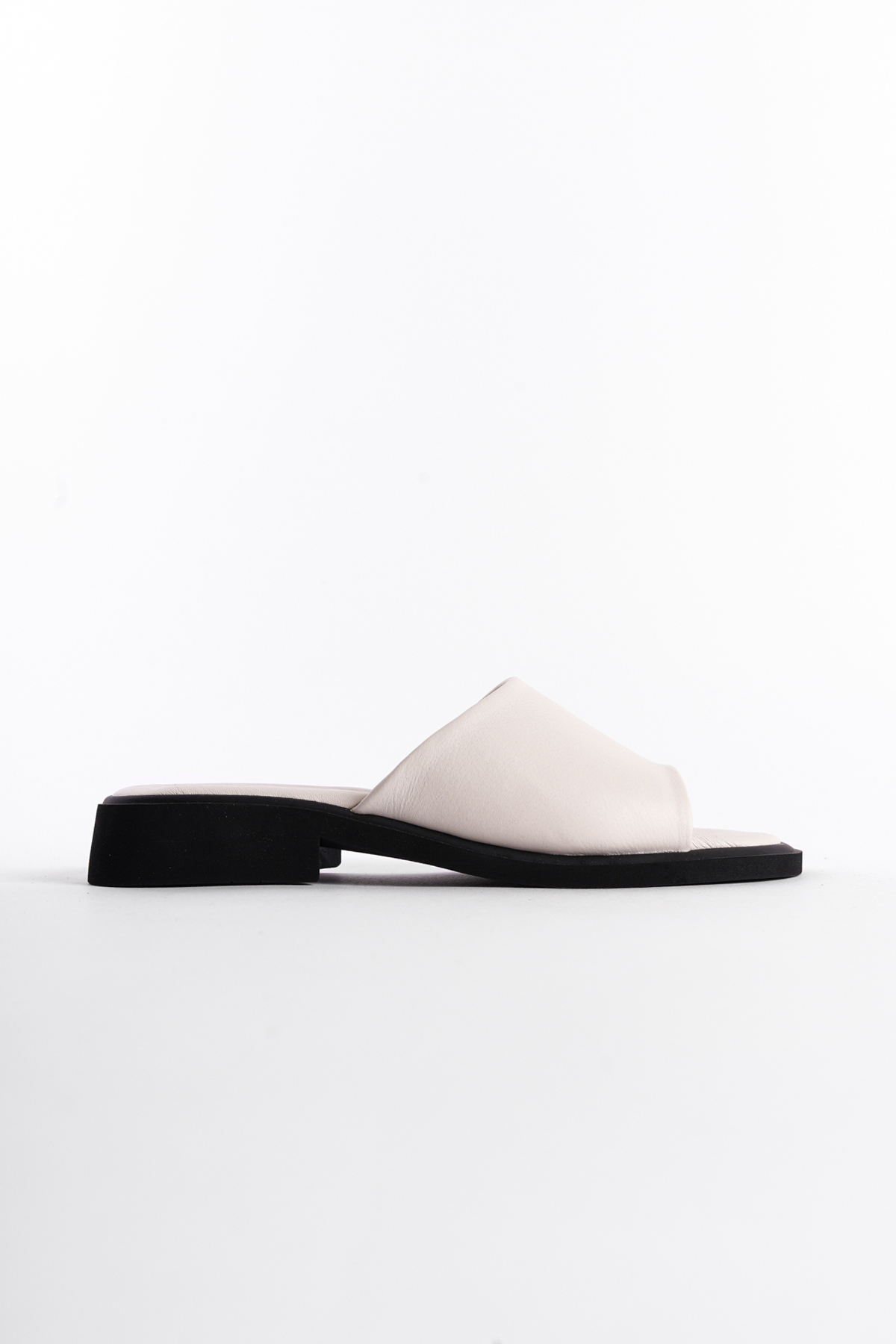 Capone Genuine Leather Single Strap Short Heeled Women White Comfort Sandals