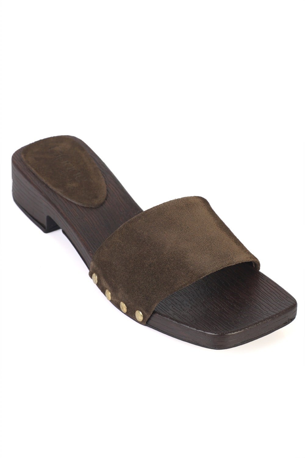 Capone Genuine Leather Suede Women Khaki Clog