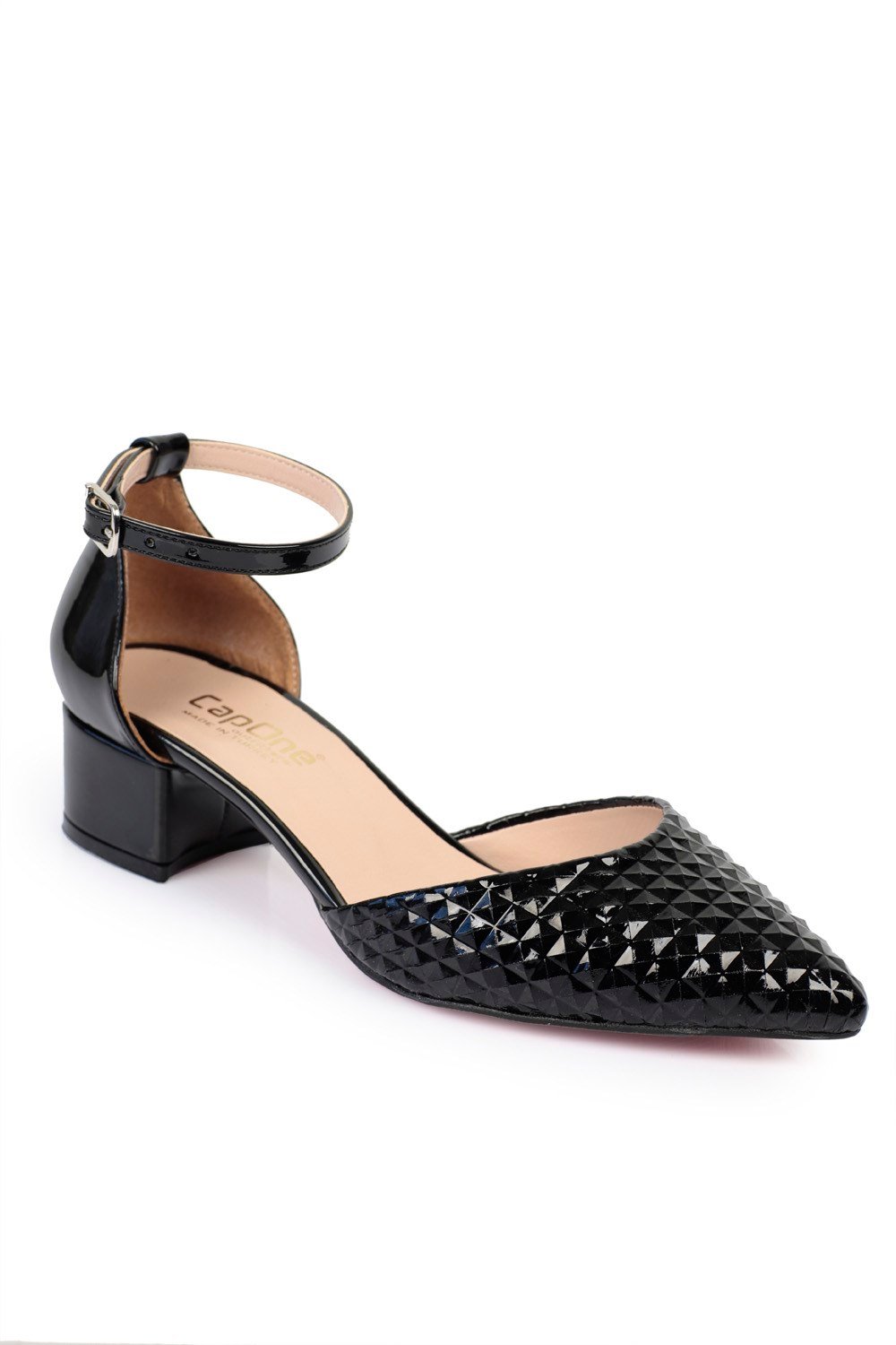 Capone Giselle Big Size Ankle Strap Cuban Heel Women Black Shoes