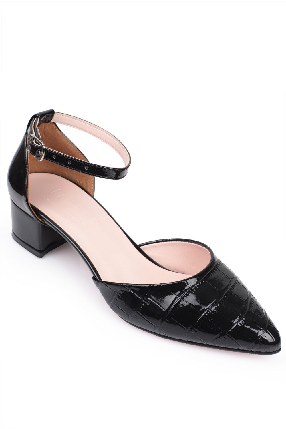 Capone Giselle Big Size Ankle Strap Cuban Heel Women Black Shoes