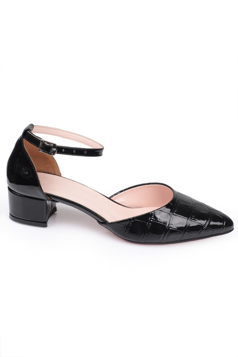 Capone Giselle Big Size Ankle Strap Cuban Heel Women Black Shoes