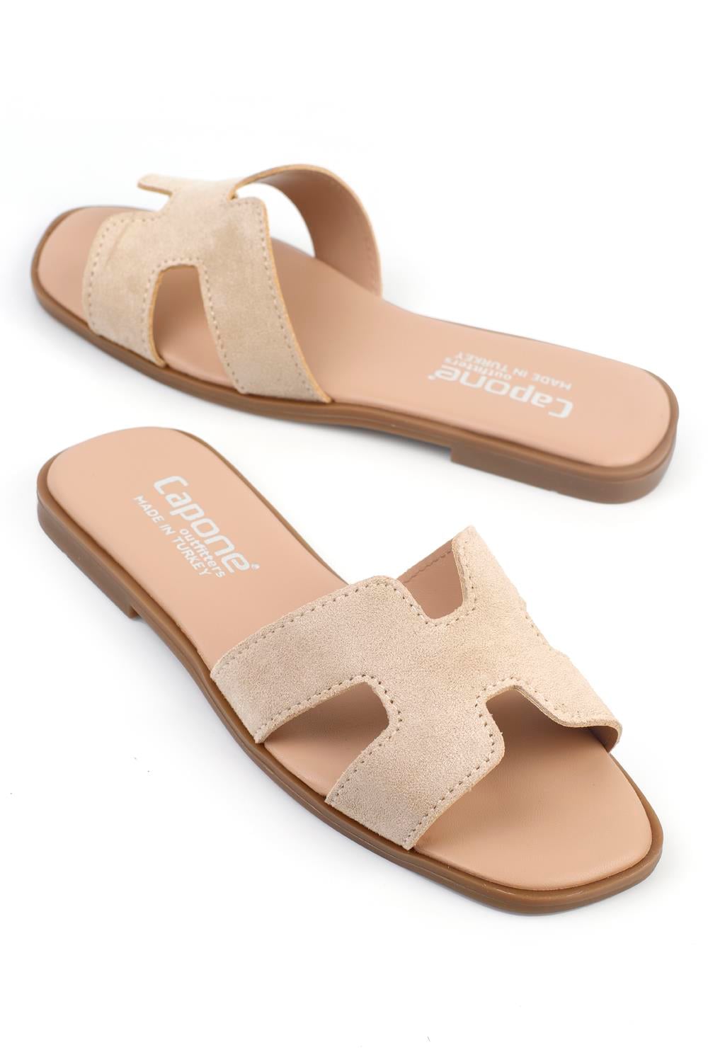 Capone Halsey Women Beige Slide Flat Sandals