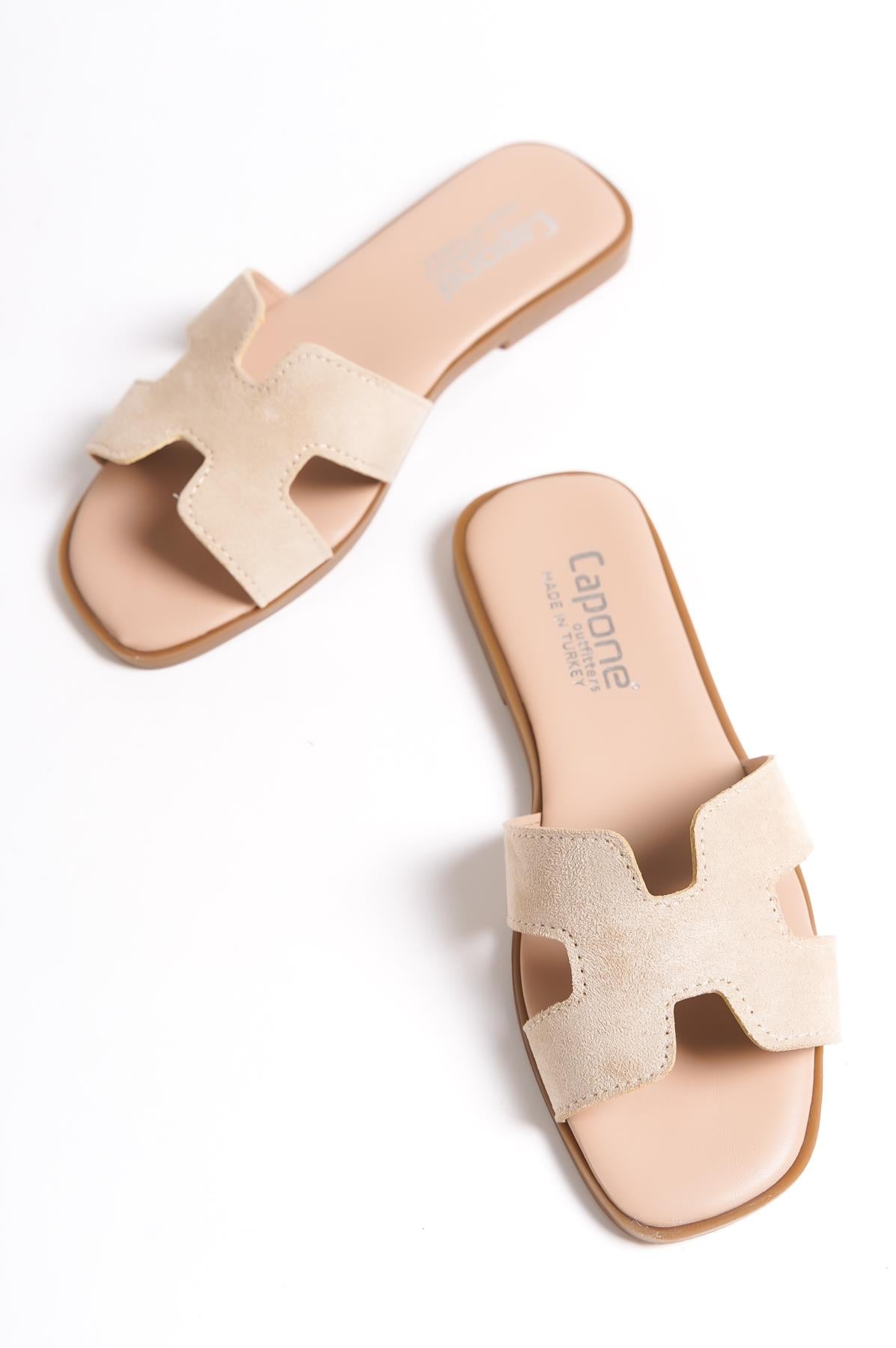 Capone Halsey Women Beige Slide Flat Sandals