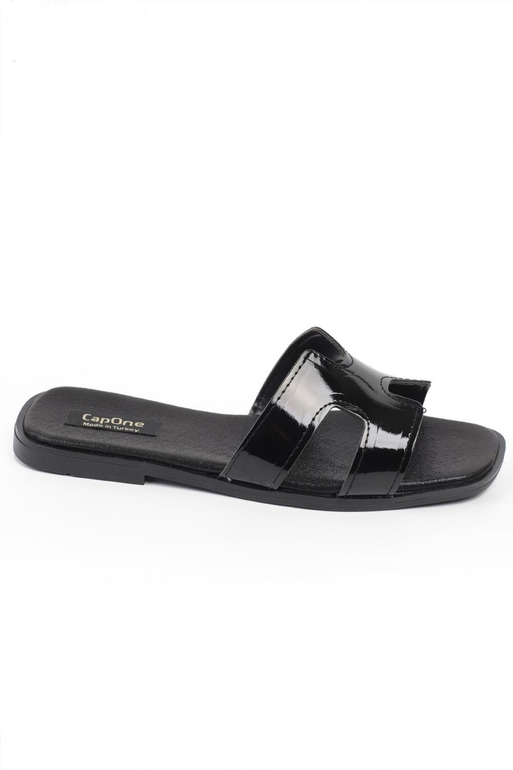 Capone Halsey Women Black Slide Flat Sandals