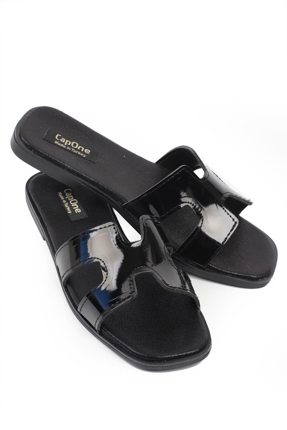 Capone Halsey Women Black Slide Flat Sandals