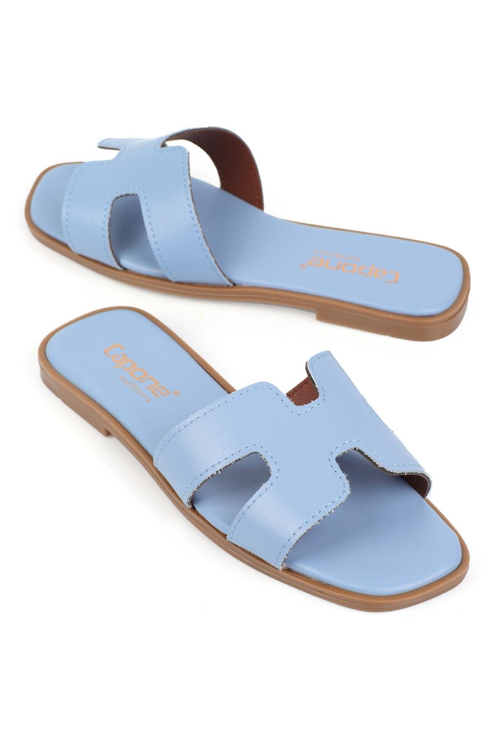 Capone Halsey Women Denim Blue Slide Flat Sandals