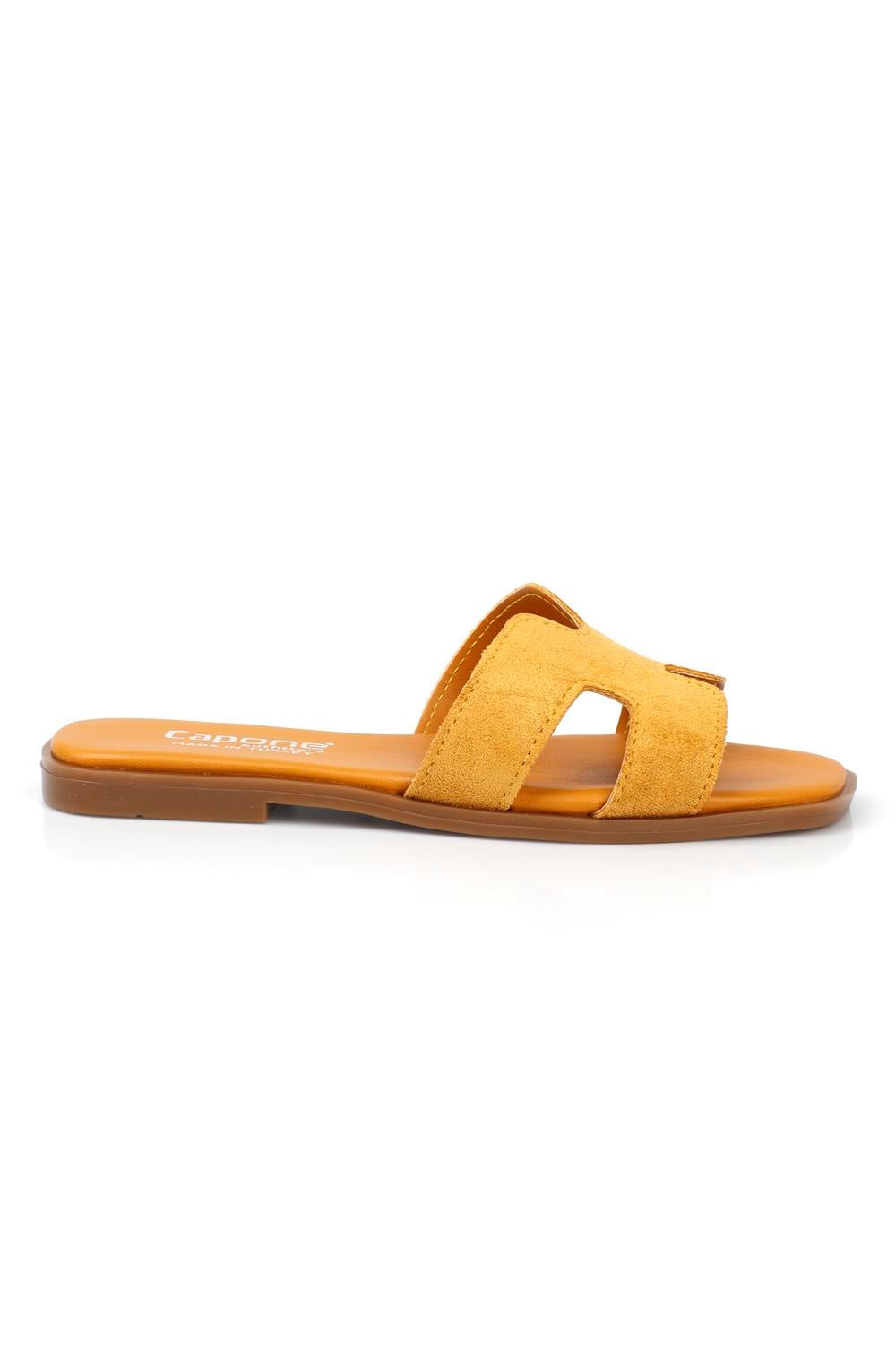 Capone Halsey Women Mustard Slide Flat Sandals