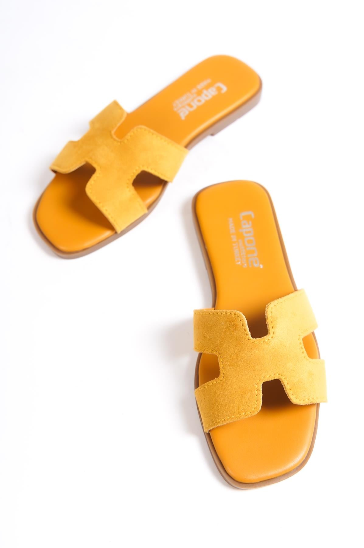 Capone Halsey Women Mustard Slide Flat Sandals