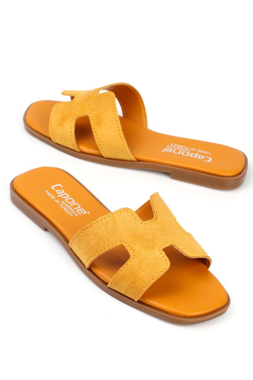 Capone Halsey Women Mustard Slide Flat Sandals
