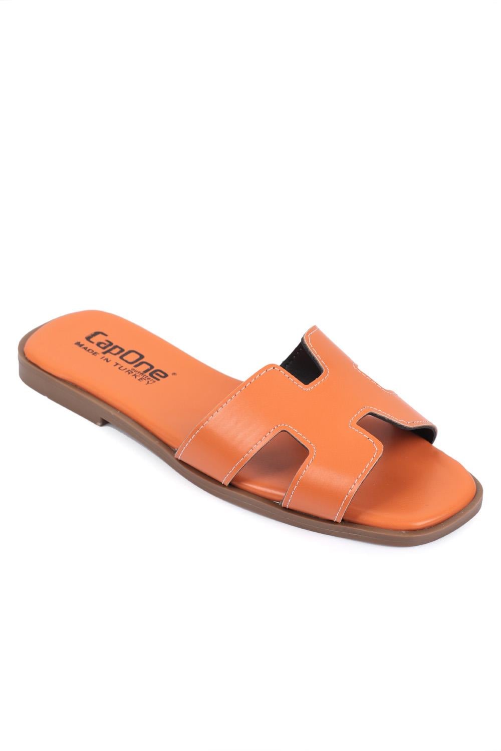 Capone Halsey Women Orange Slide Flat Sandals