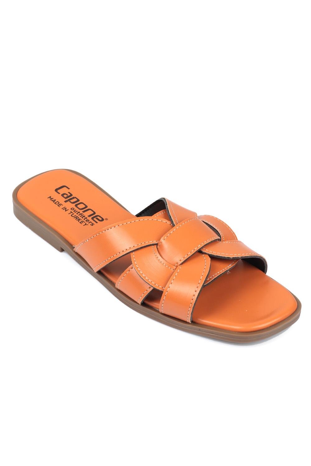 Capone Halsey Women Orange Slide Flat Sandals