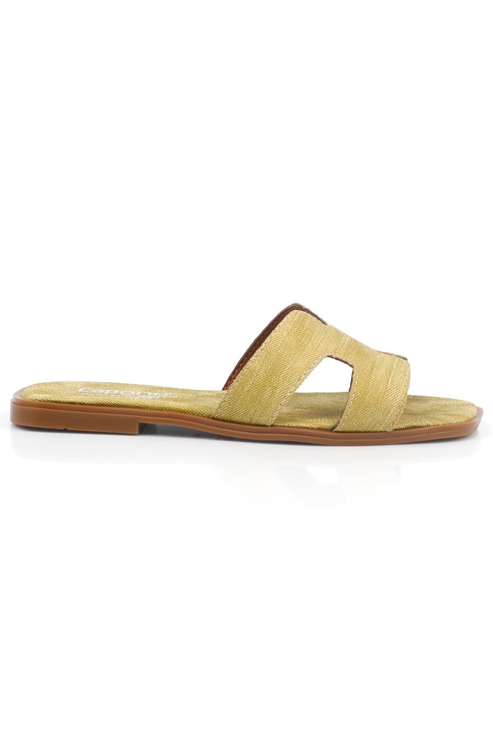 Capone Halsey Women Pistachio Green Slide Flat Sandals