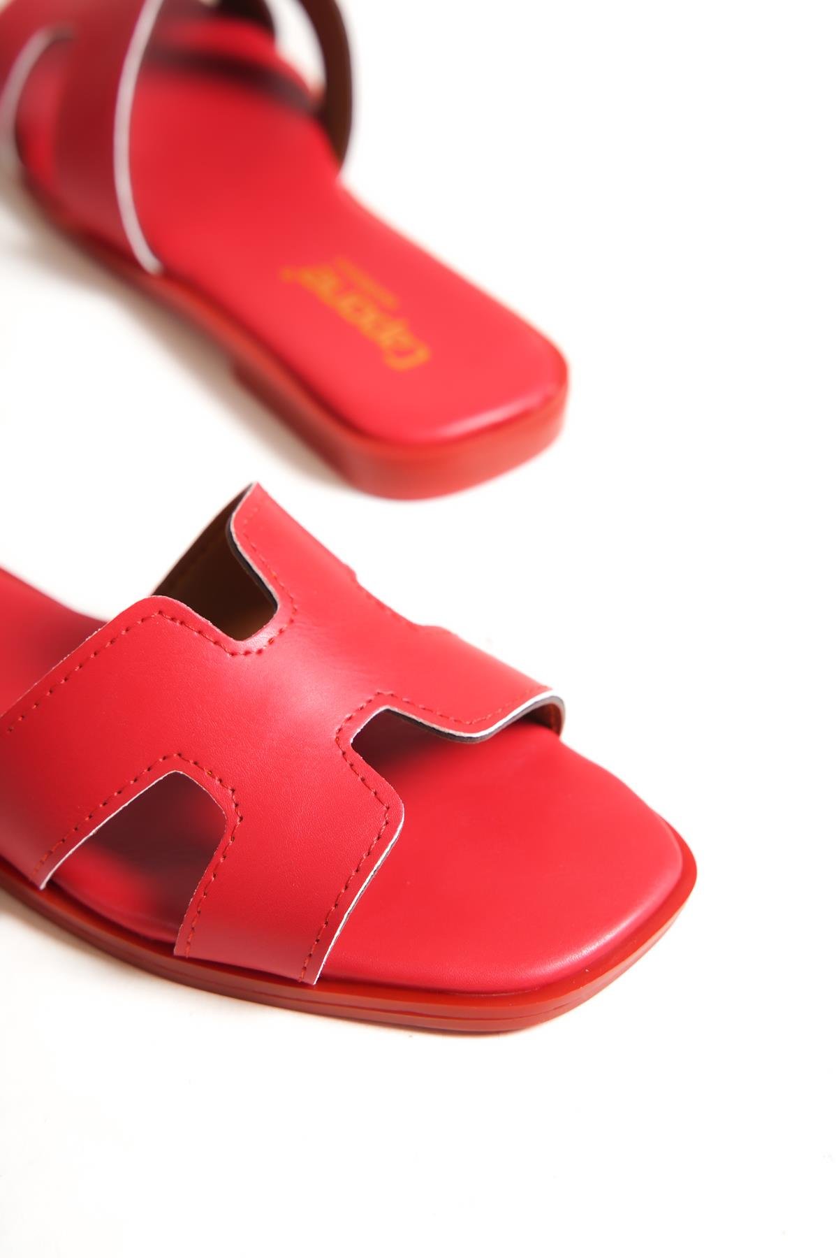 Capone Halsey Women Red Slide Flat Sandals