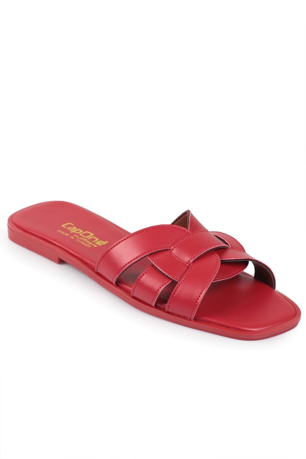 Capone Halsey Women Red Slide Flat Sandals