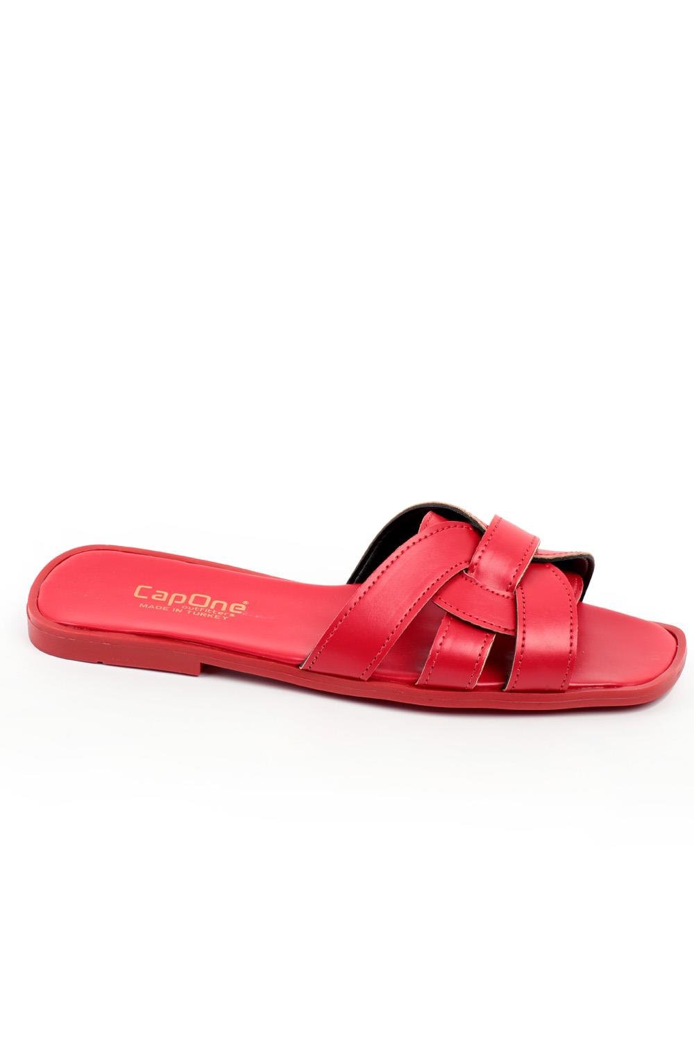 Capone Halsey Women Red Slide Flat Sandals