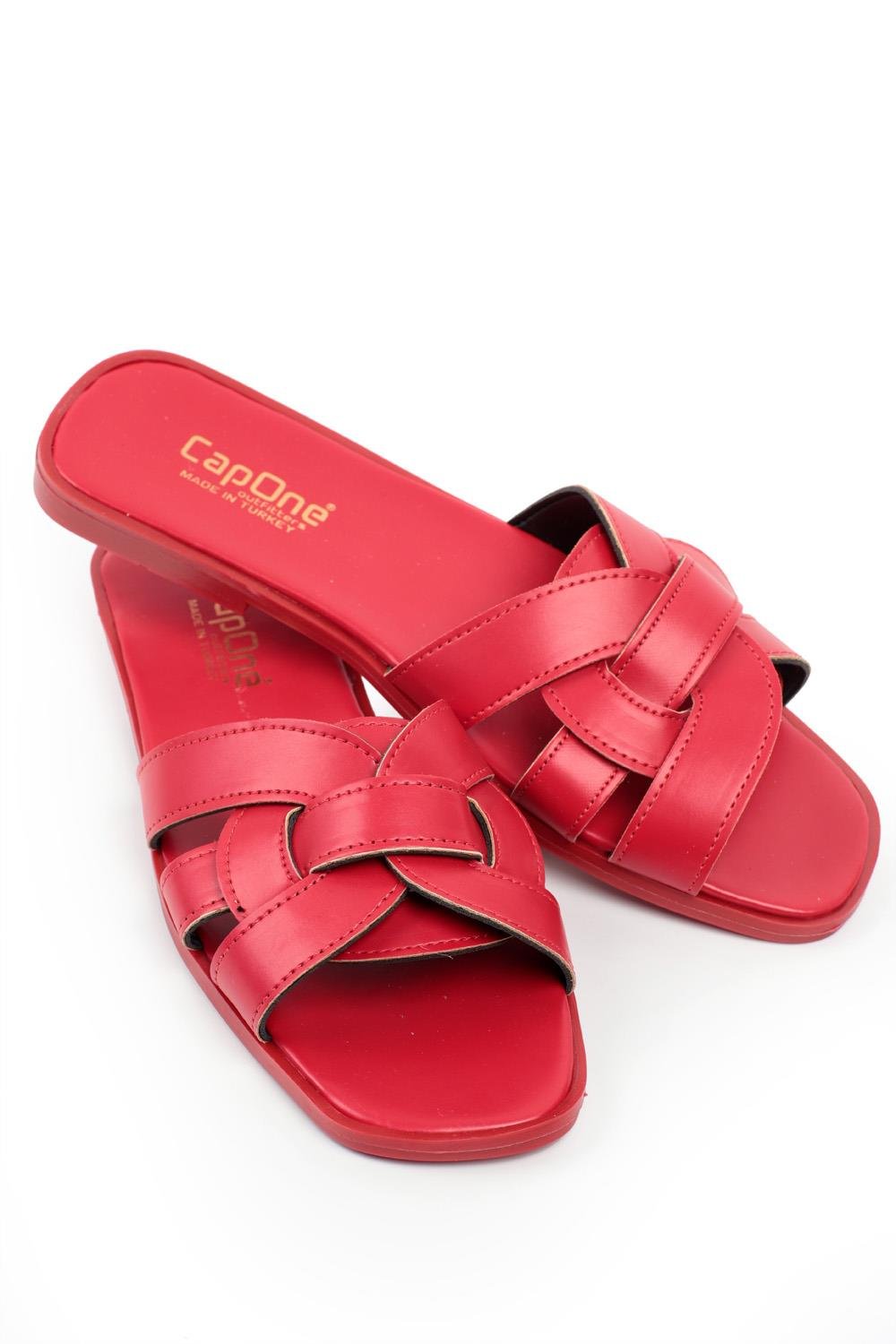 Capone Halsey Women Red Slide Flat Sandals