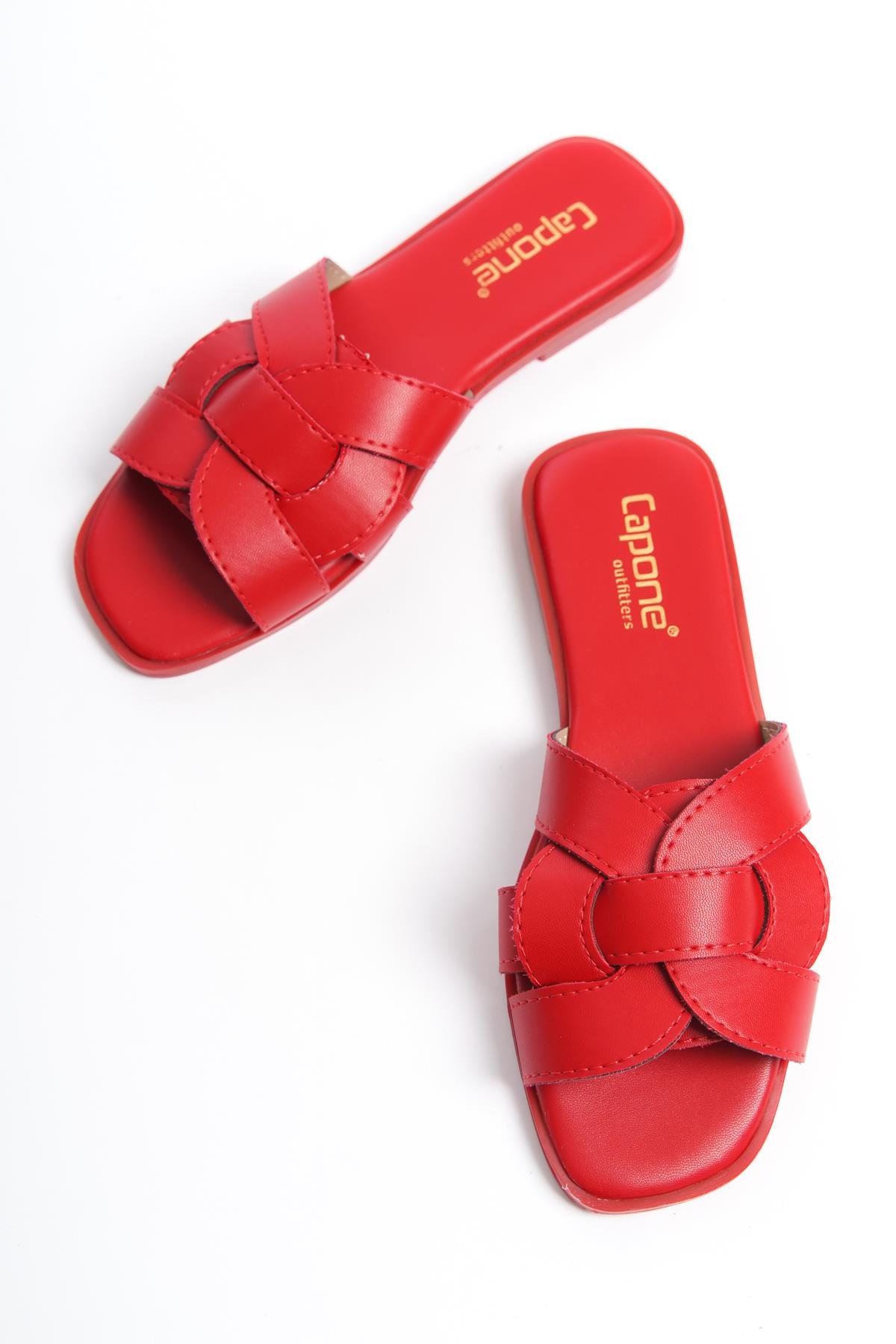 Capone Halsey Women Red Slide Flat Sandals