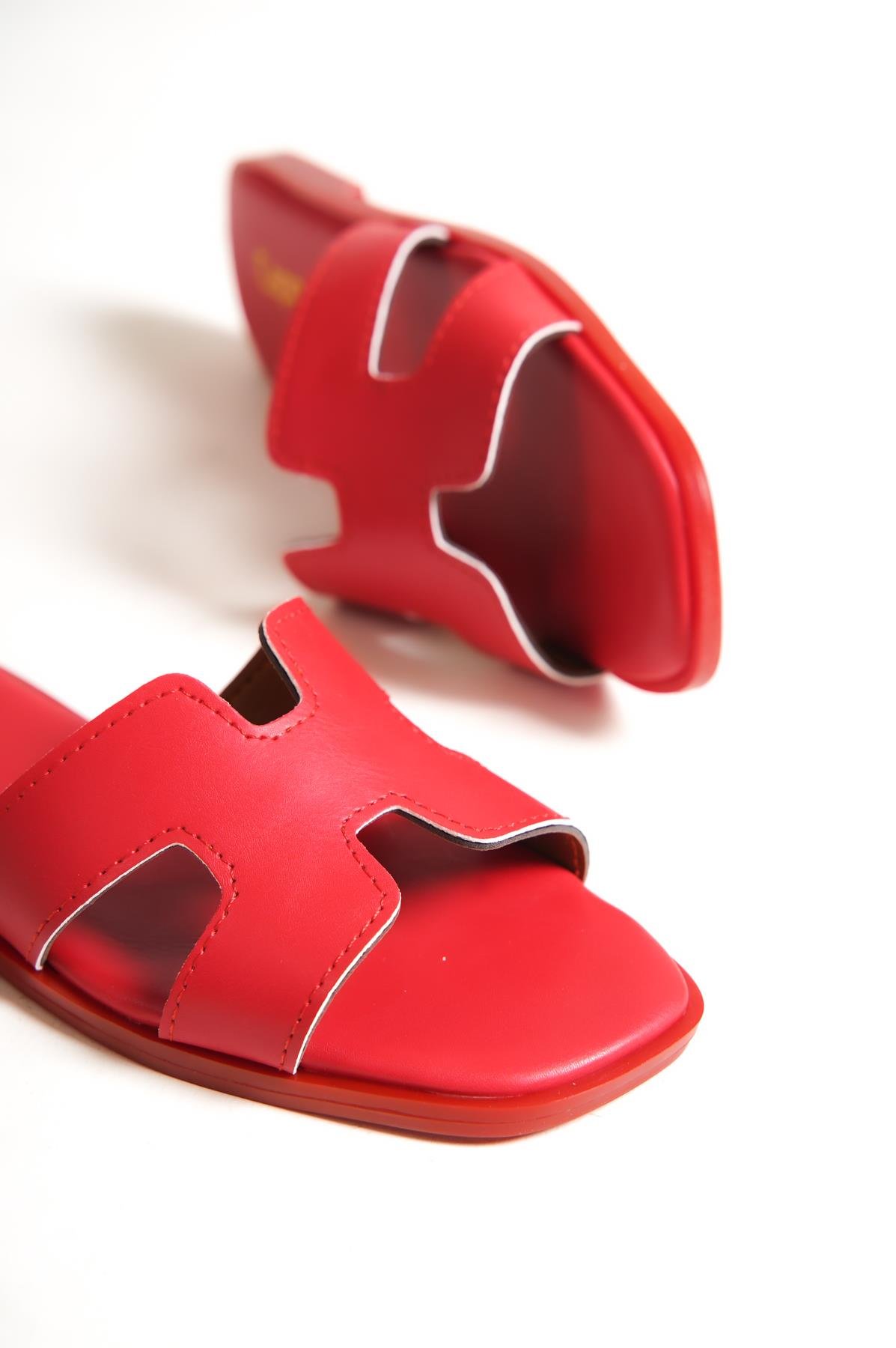 Capone Halsey Women Red Slide Flat Sandals
