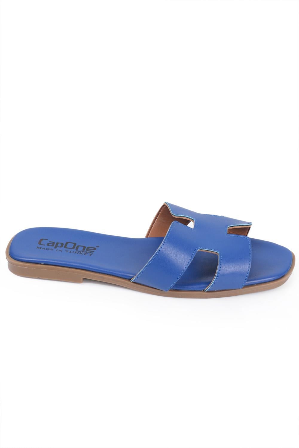 Capone Halsey Women Sax Blue Slide Flat Sandals