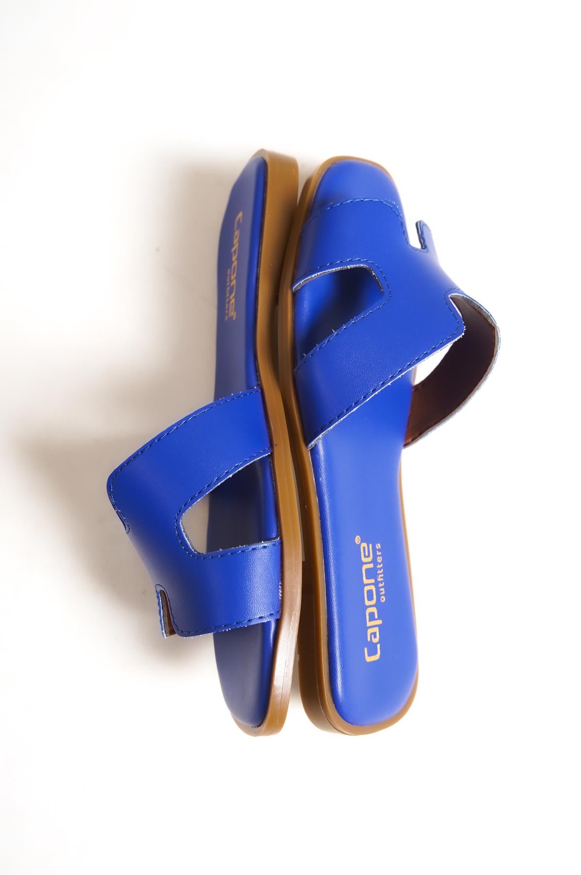 Capone Halsey Women Sax Blue Slide Flat Sandals