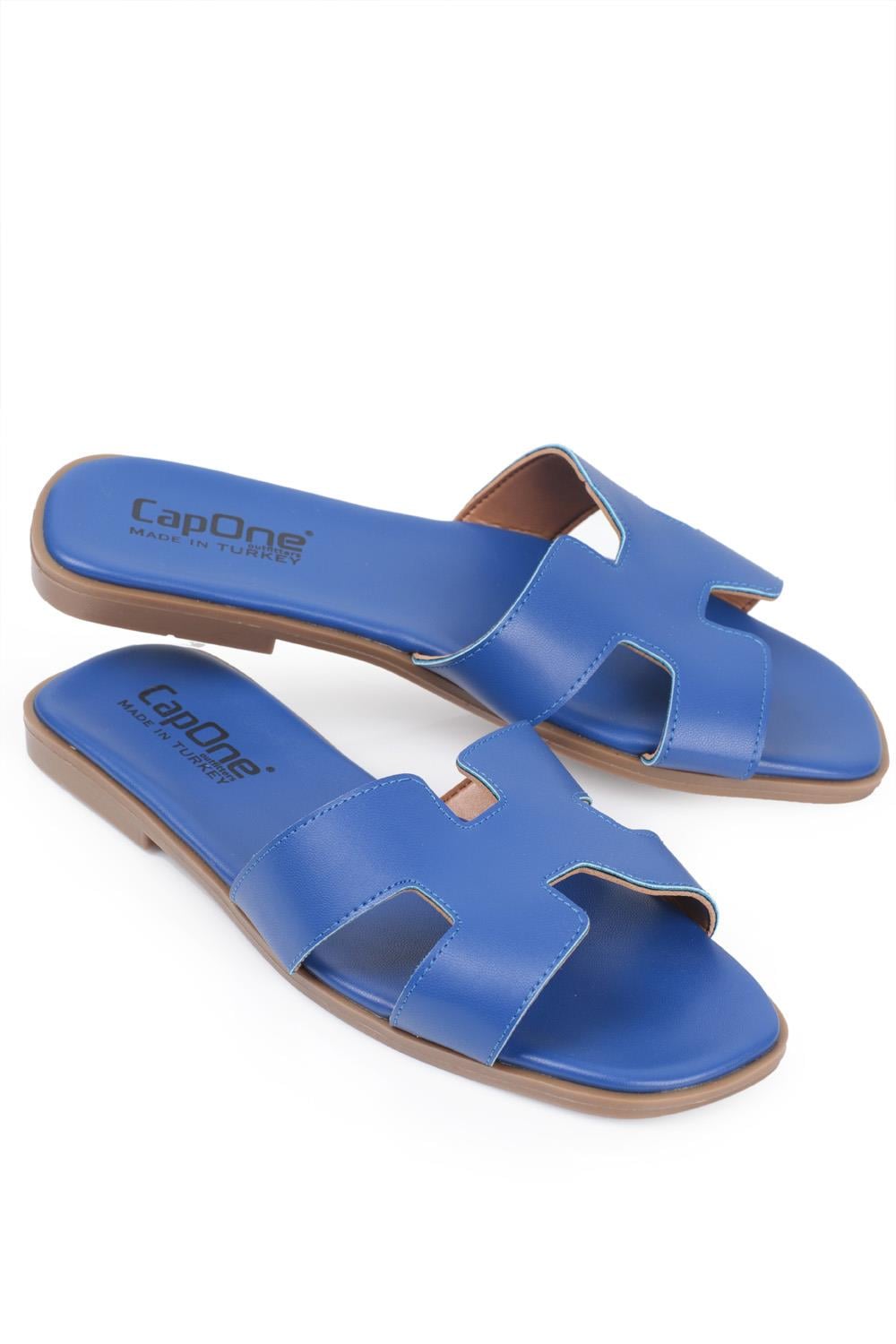 Capone Halsey Women Sax Blue Slide Flat Sandals