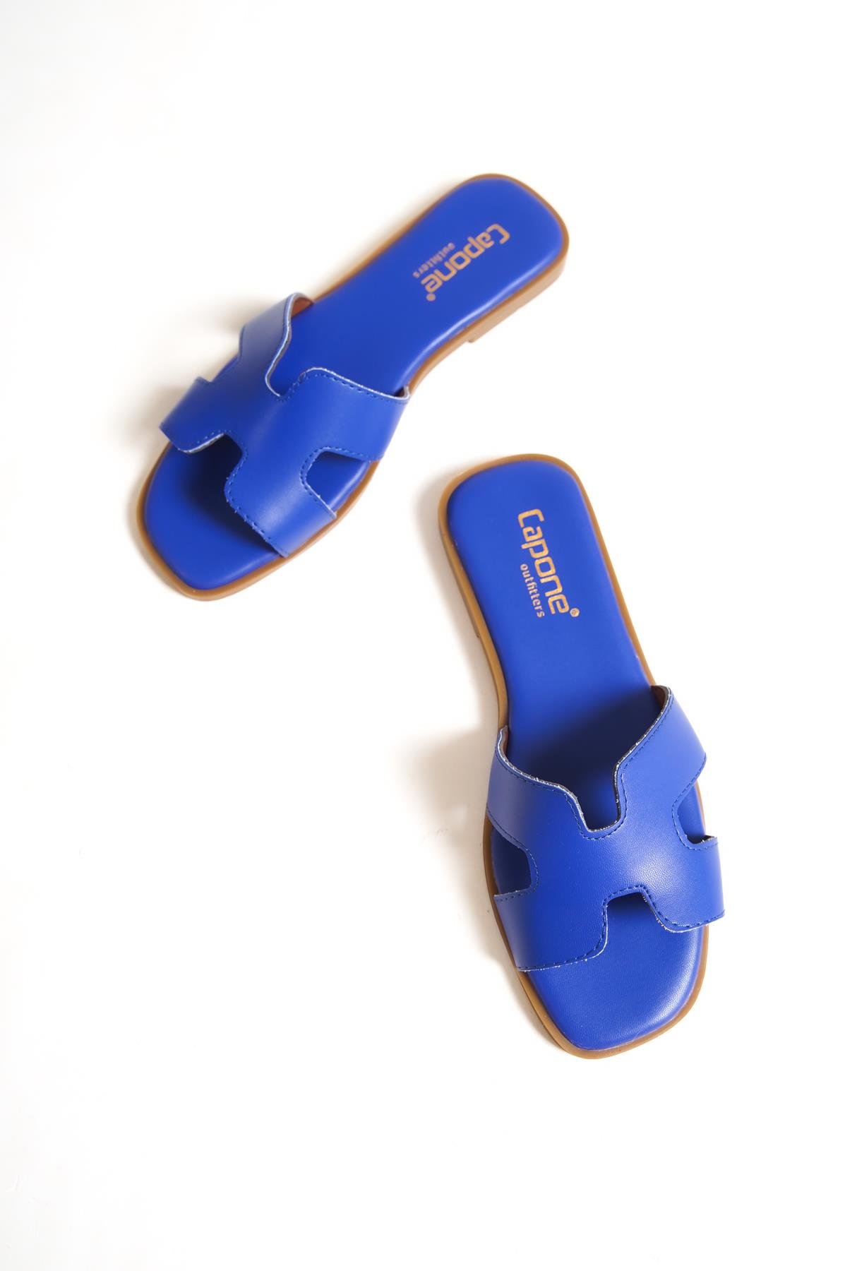 Capone Halsey Women Sax Blue Slide Flat Sandals